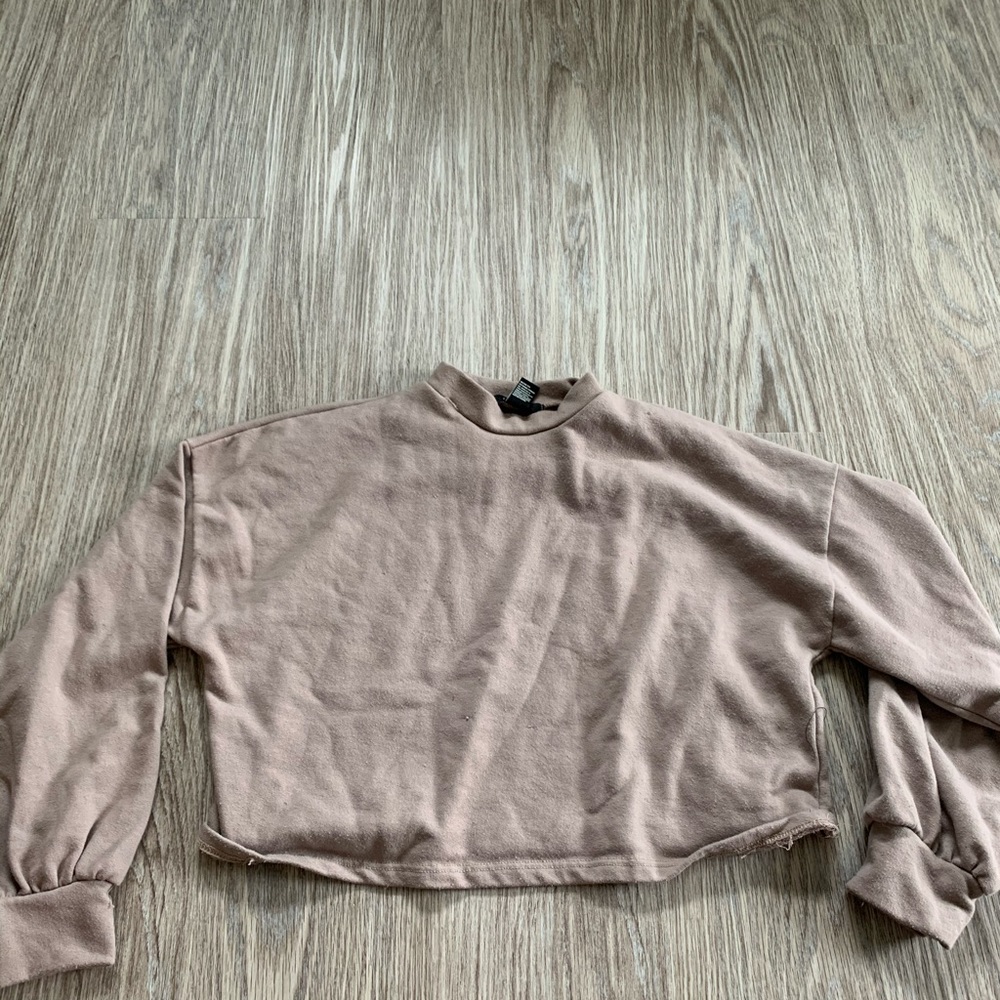 cropped mauve mock neck sweater